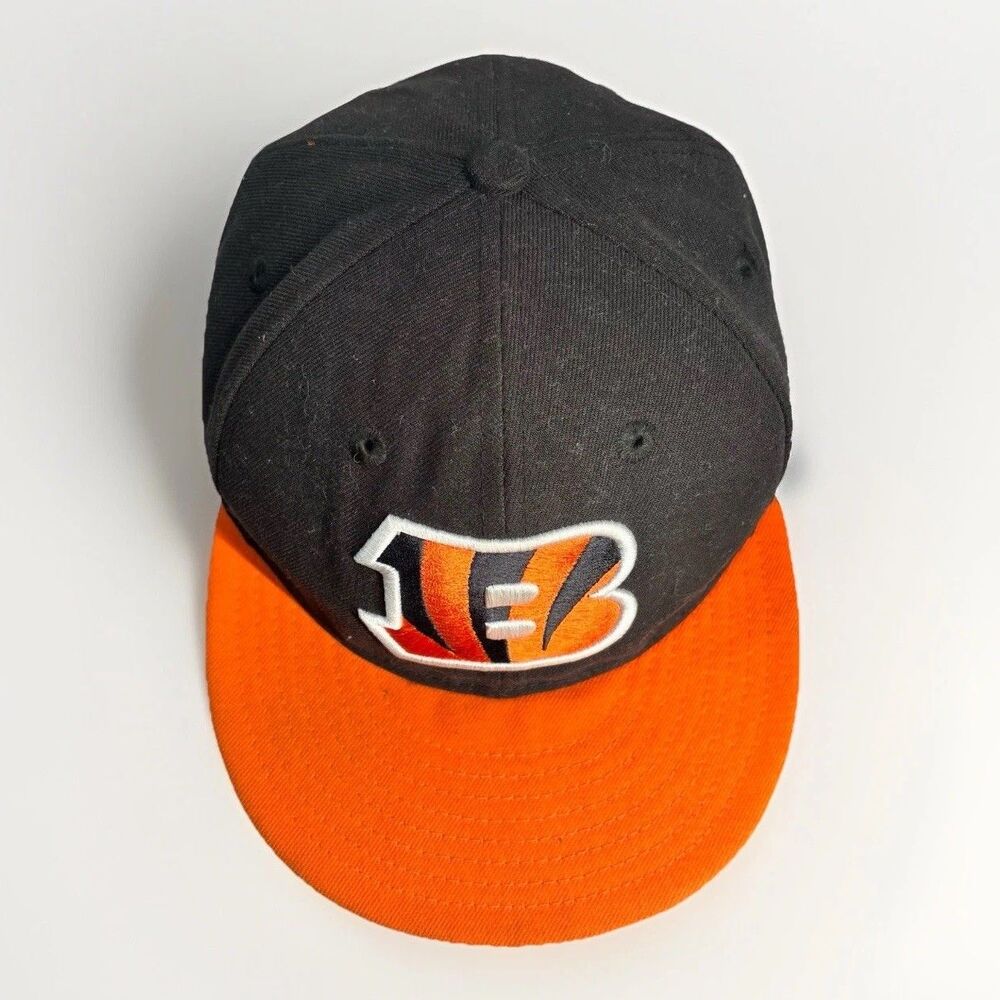 Cincinnati Bengals New Era 59Fifty Fitted Hat Size 7 1/4 black orange Flat Bill